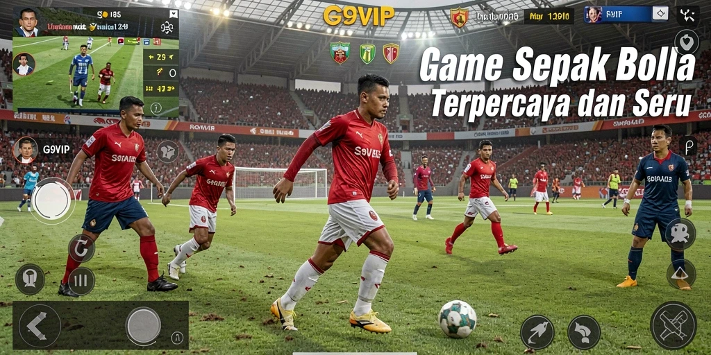 Screenshot G9VIP menampilkan pertandingan sepak bola yang mendebarkan.