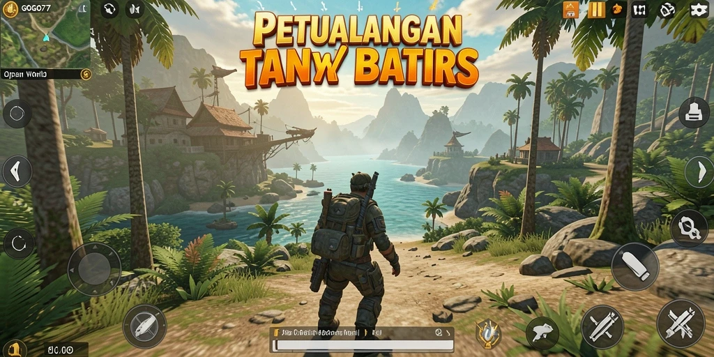 Screenshot gameplay yang menampilkan eksplorasi dunia terbuka di GOGO77.