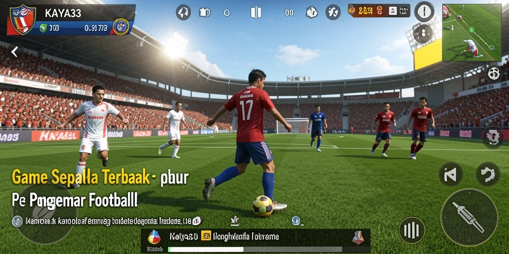 Tampilan gameplay KAYA33 yang menegangkan dengan aksi sepak bola seru.