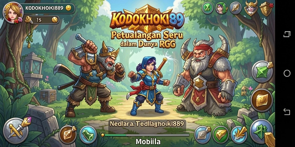 Gameplay RPG KODOKHOKI889 dengan karakter dan misi menarik.