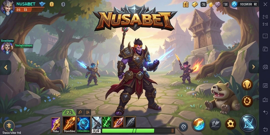 Tangkapan layar utama NUSABET menampilkan aksi seru dalam dunia ARPG.