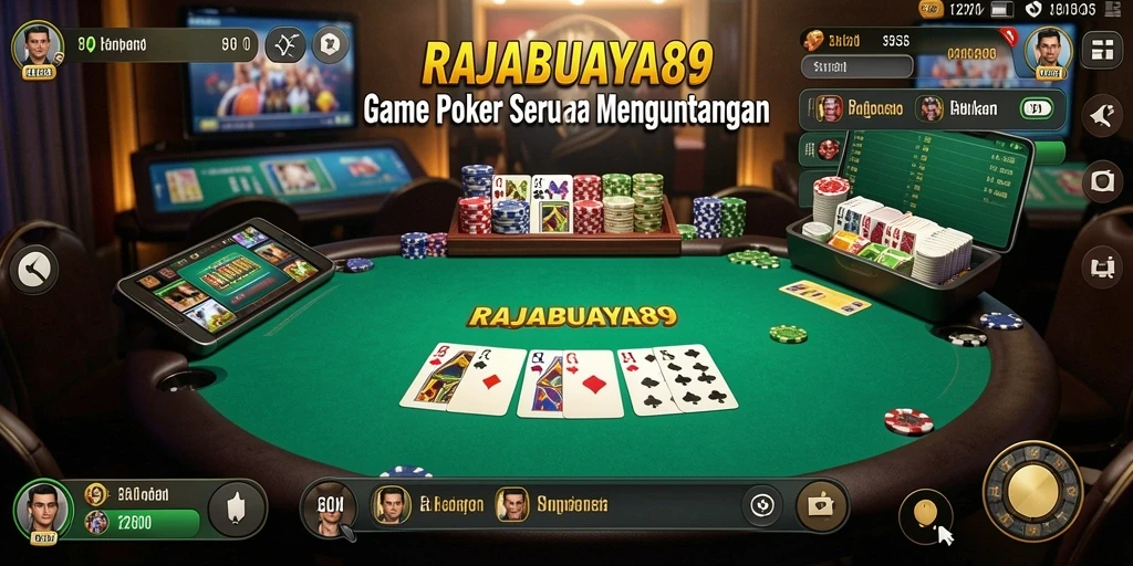 Screenshot gameplay RAJABUAYA89 menampilkan suasana pertandingan Poker yang seru.