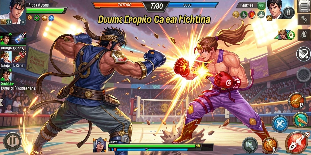 Screenshot gameplay TOTO80 dengan aksi pertarungan yang dinamis.
