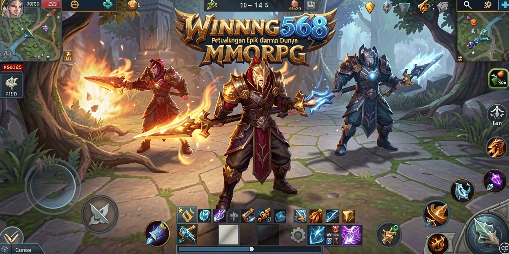 Screenshot gameplay WINNING568 menampilkan pertempuran seru melawan monster besar.
